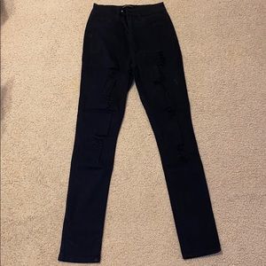 Black fashion nova distressed jeans